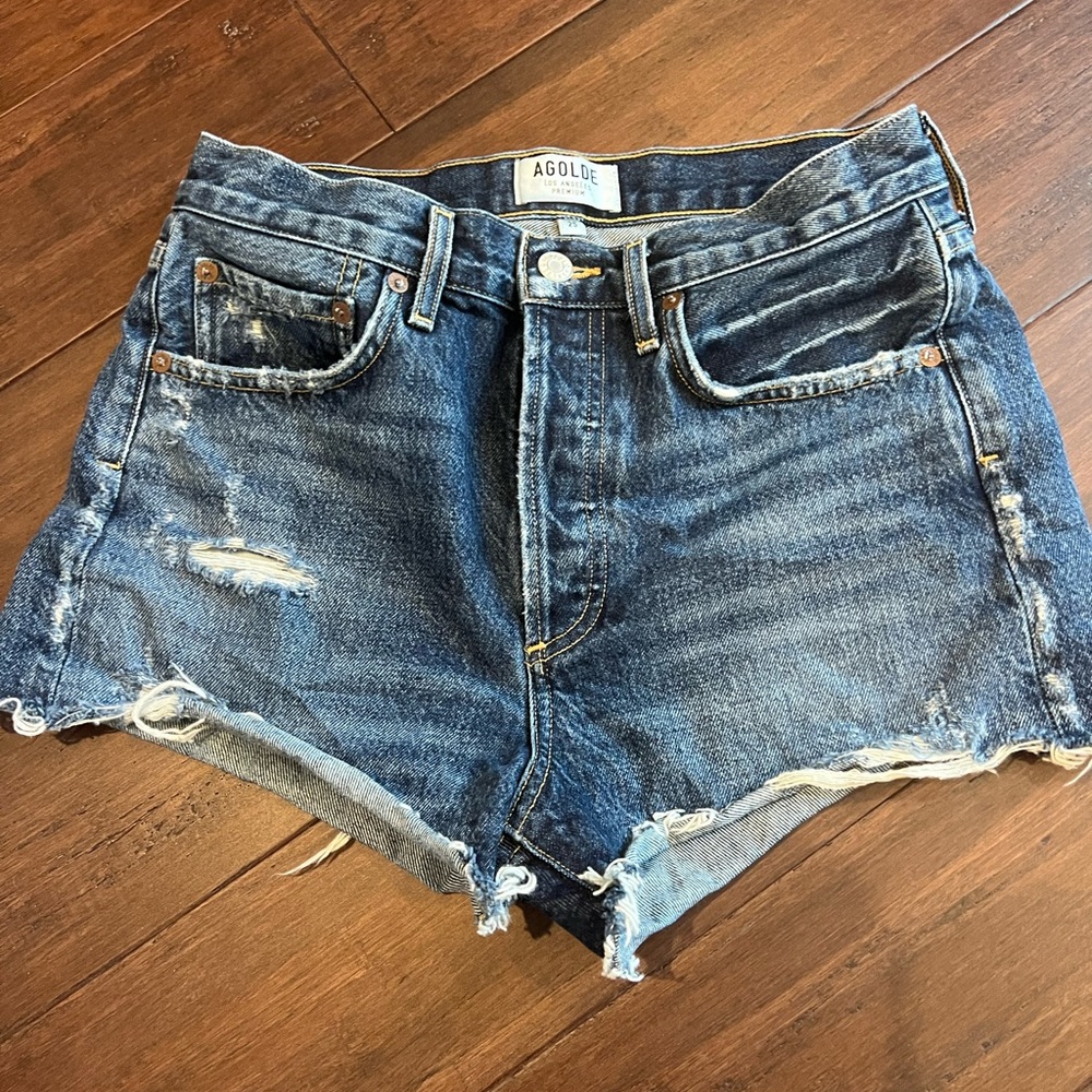 Agolde dark wash Parker shorts